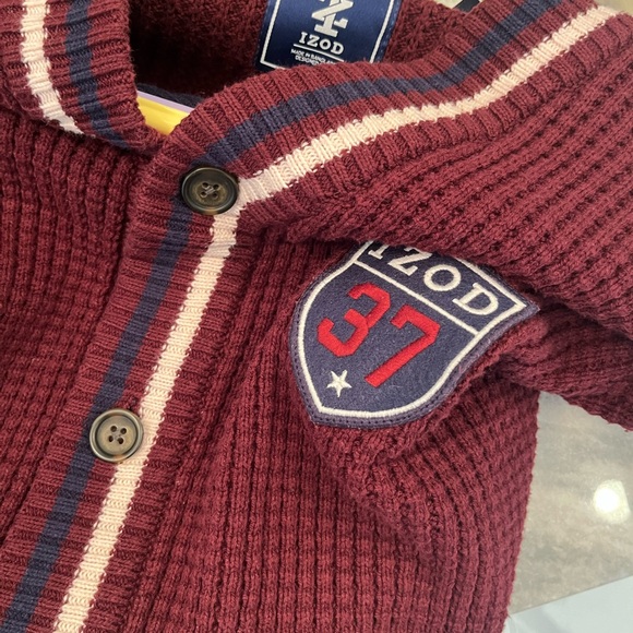 izod classic knit preppy dressing rich sweater size medium burgundy golf sweater - Picture 4 of 17